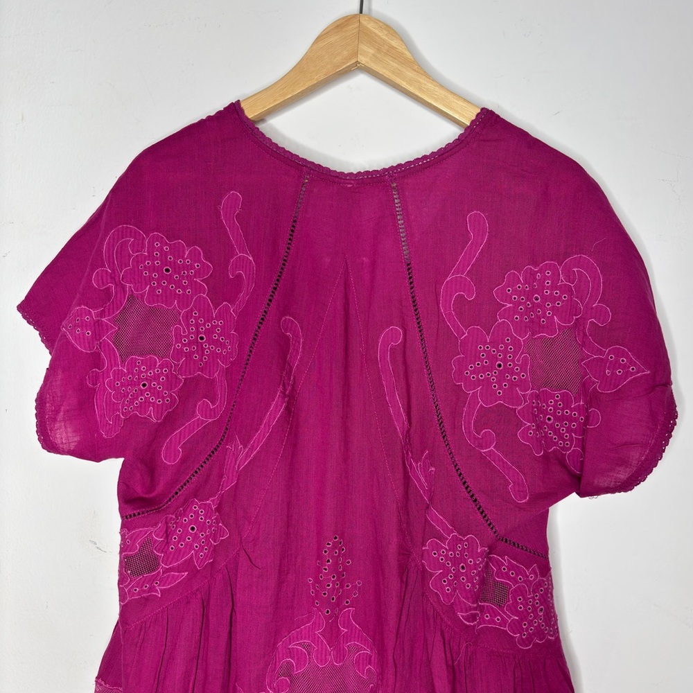 Free‎ People Short Sleeve Serenity Dress in Fuchsia Dragonfruit Punch Size M NWT - Picture 13 of 15